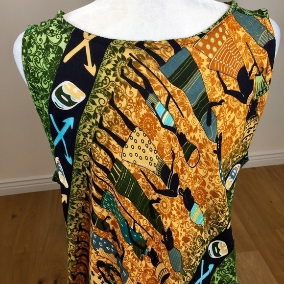 Vintage African Art Print Handkerchief Dress - Picture 7 of 10